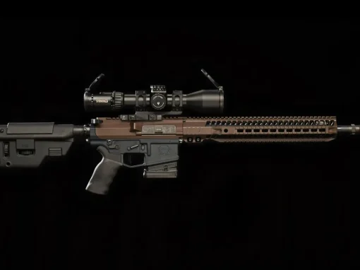 A custom AR rifle with a Steiner scope A custom AR rifle with a Steiner scope