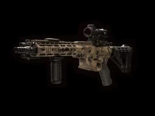 A custom tan camo AR pistol