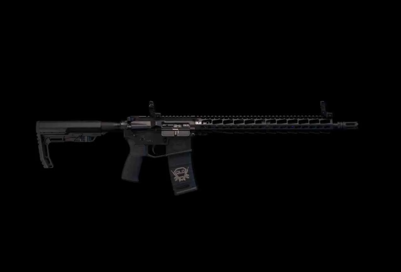 Custom AR rifle with logo magazine