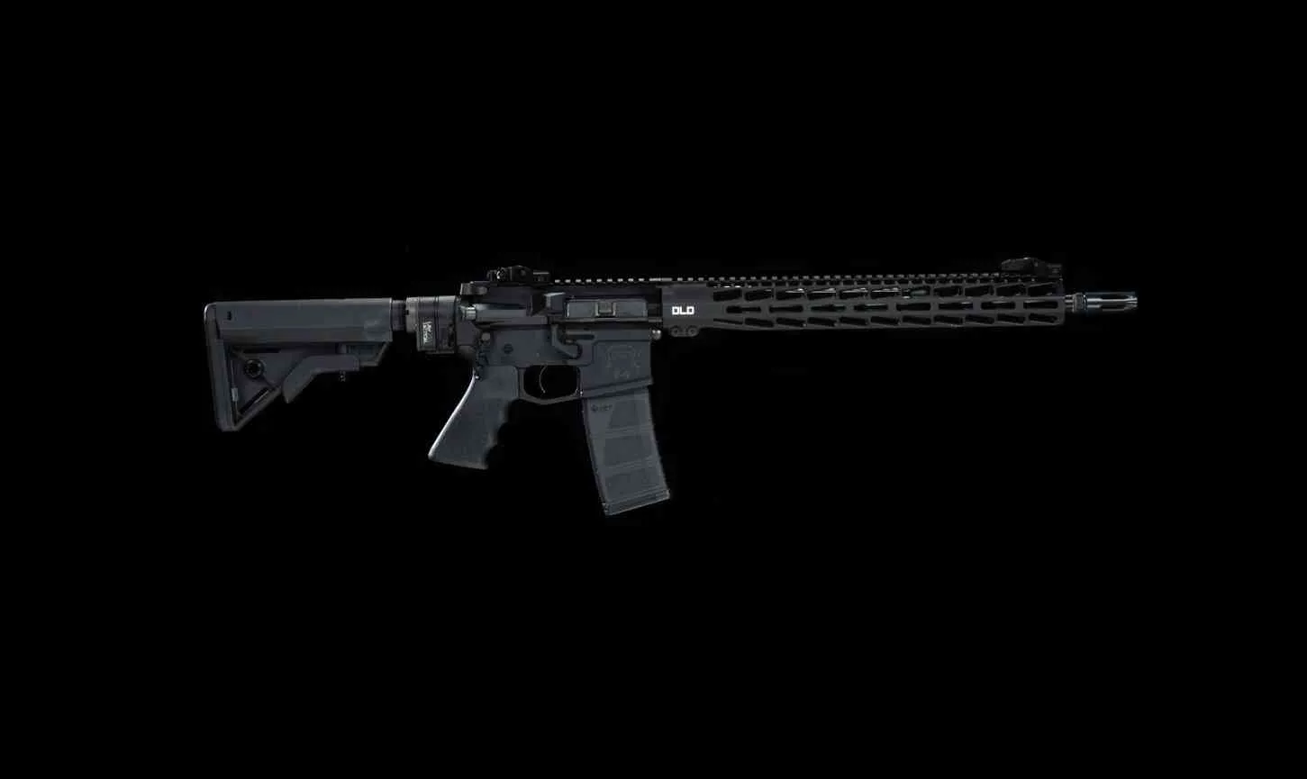 Modern AR rifle with tactical upgrades