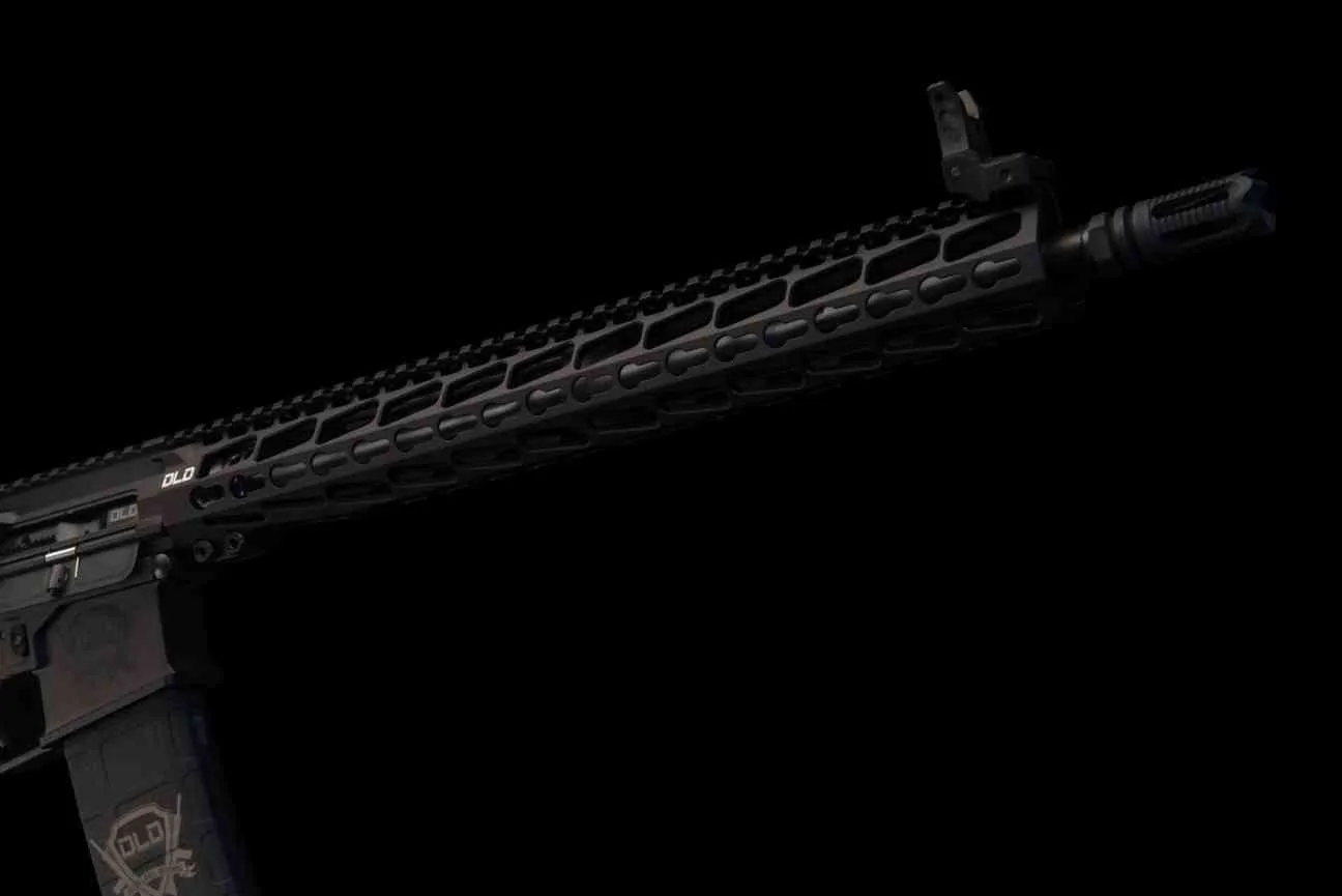 Rifle rail and barrel close-up